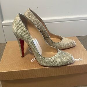 SOLD Christian Louboutin Decolette Paillette Pumps in Nude Sequin Size 37